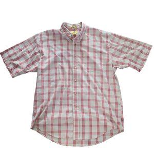 Duck Head Men's Button Down Short Sleeve Shirt Logo On Pocket Plaid Size L S004